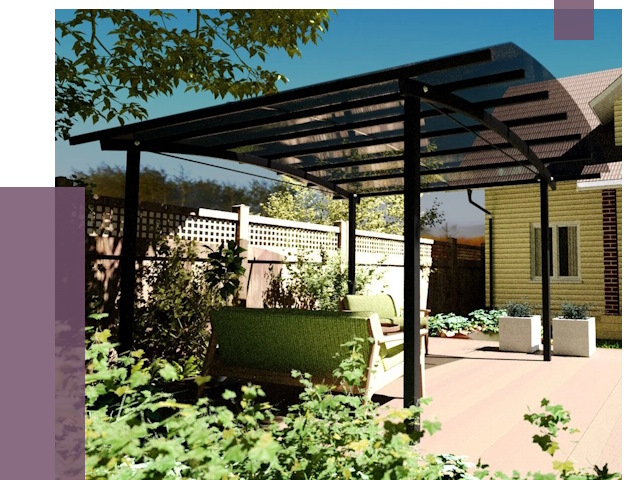 Навесы для террасы в Лабинске от 13673 руб. под ключ | ПРОЛЁТ-Лбк