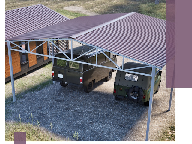 Двускатные навесы под ключ в Лабинске — изготовление и монтаж